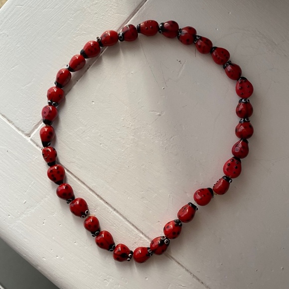 Lady bug necklace chocker trendy
